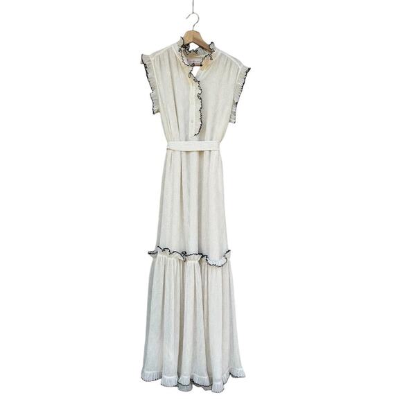 Tory Burch White Meredith Maxi Dress Ruffled Tiered Size 8 - Picture 3 of 7